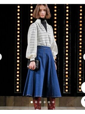 Kate Spade New York Broome  A-Line Denim Midi Skirt size 14